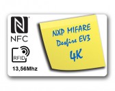 Carte PVC 0.80mm RFID MIFARE DesFire EV3 4K 13,56Mhz MF3D43