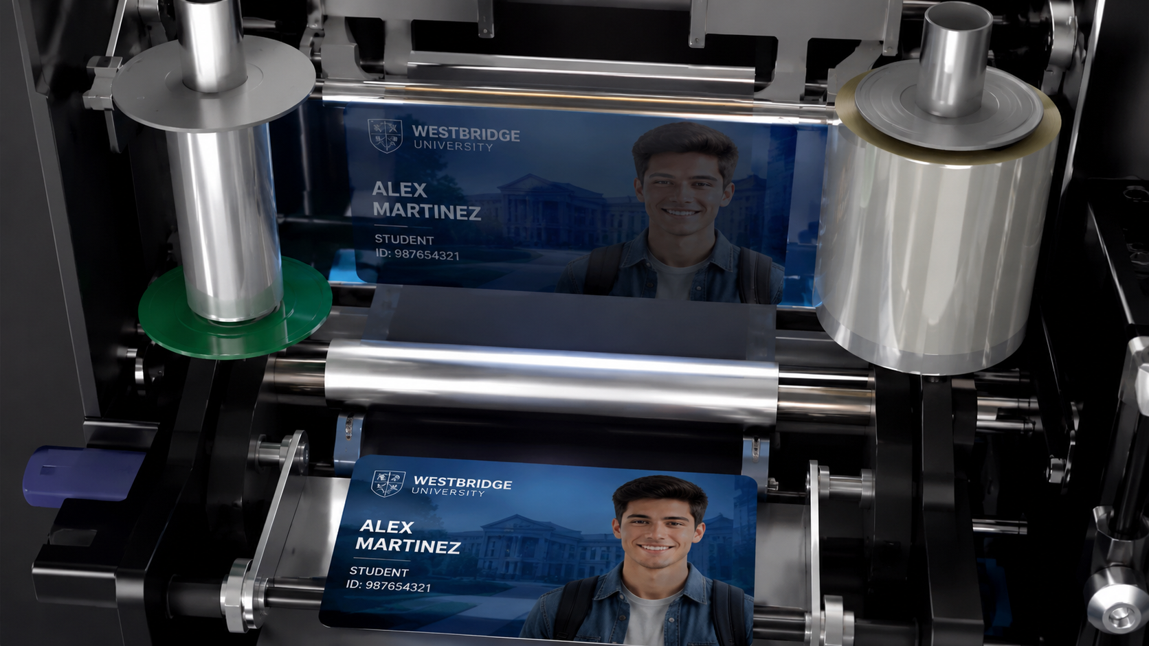 Imprimante retransfert : film intermédiaire portant l'image avant transfert thermique sur la carte PVC