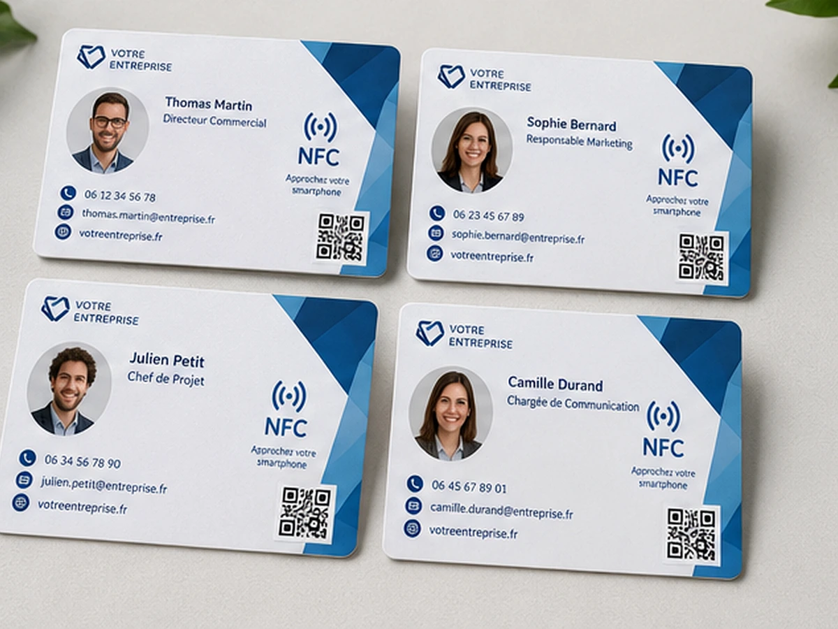 Lot de cartes de visite NFC personnalisées pour une équipe