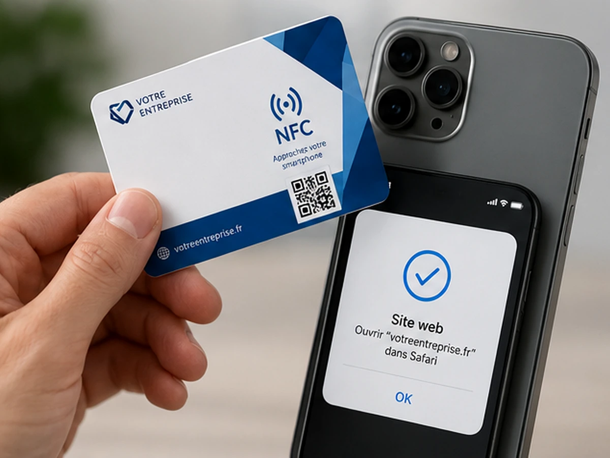 Carte de visite NFC encodée et lue avec un smartphone