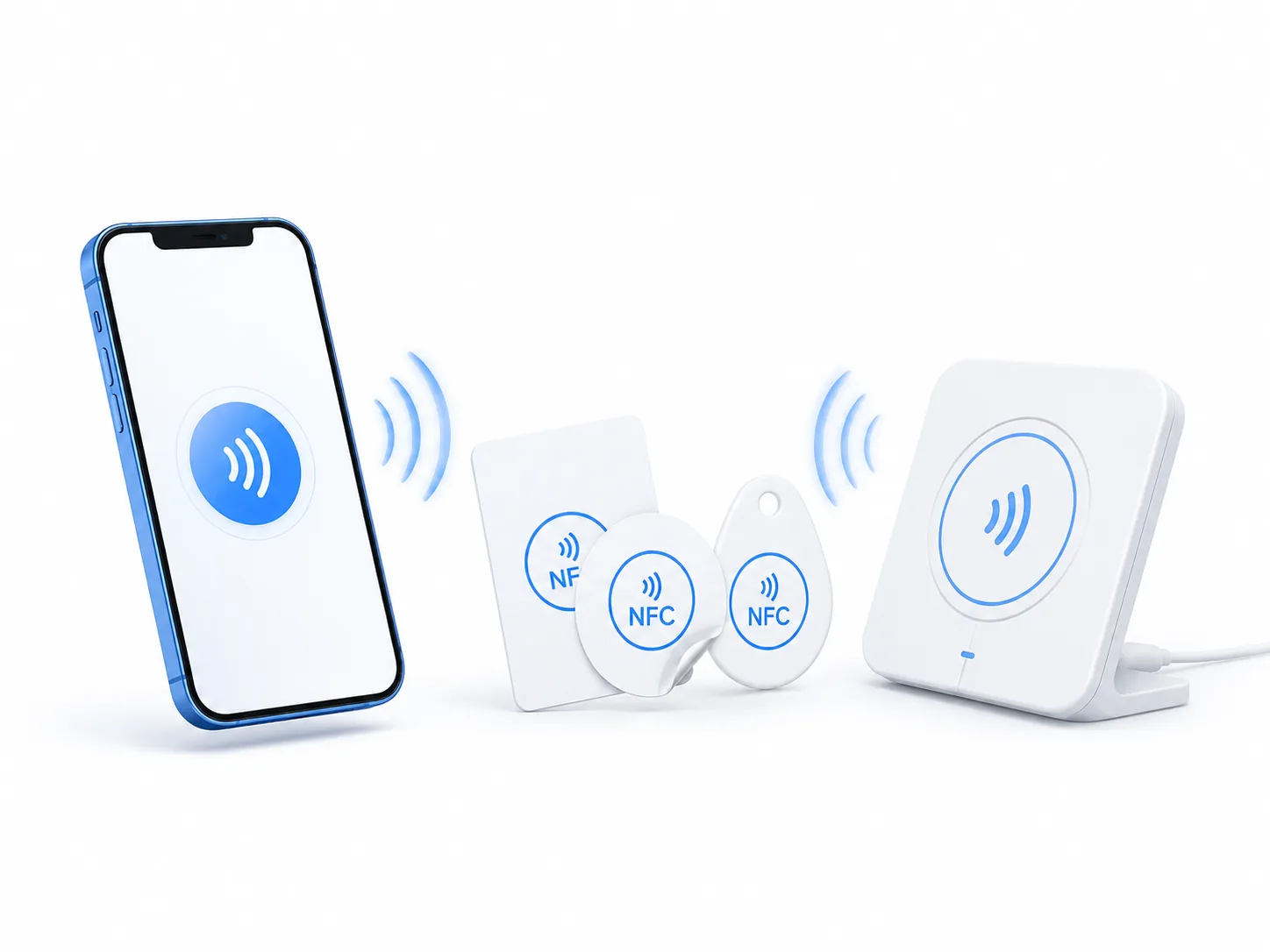 Formats de supports NFC : carte, sticker, porte-clés et bracelet