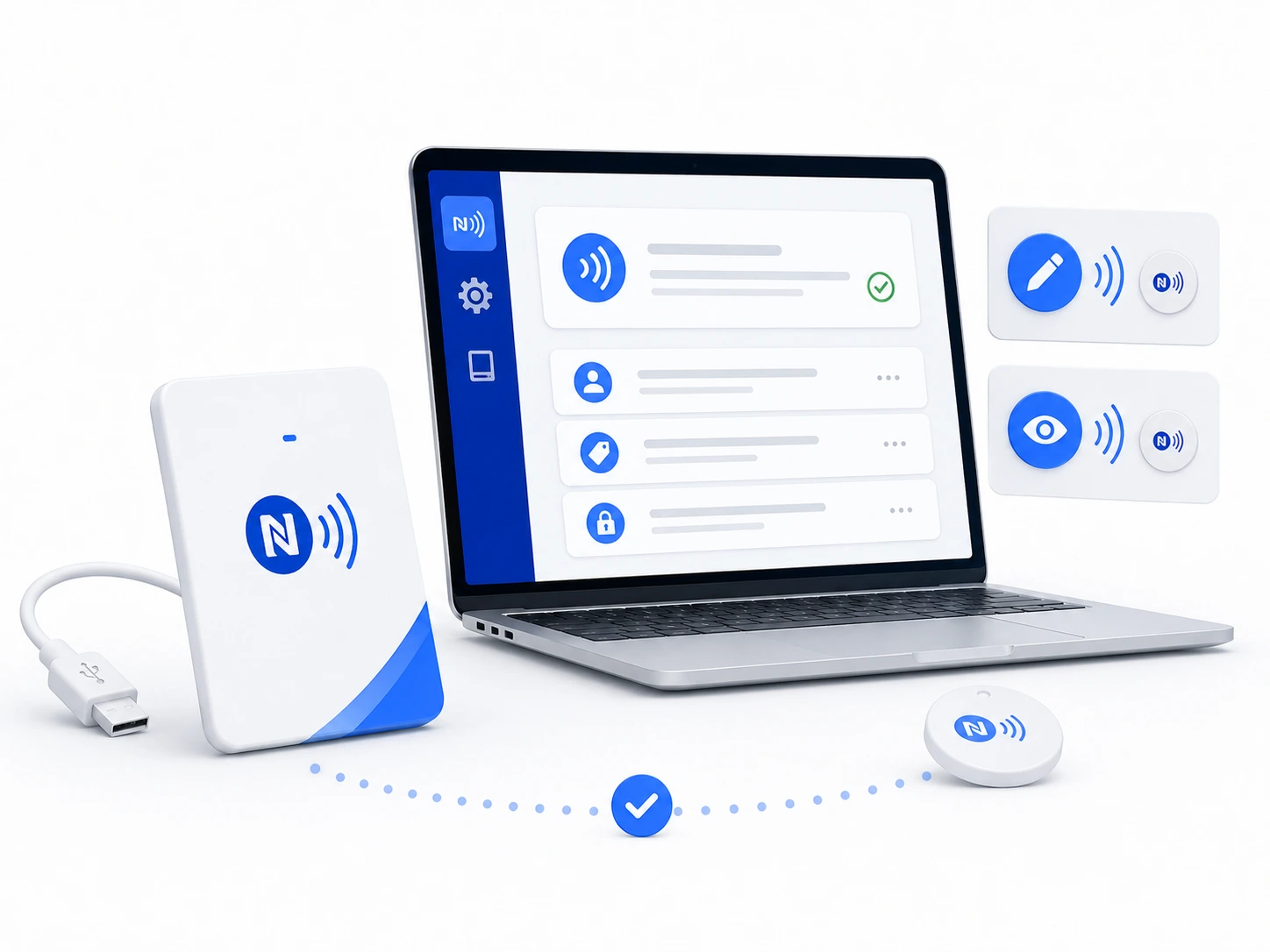 Logiciels NFC Tools et TagXplorer utilisés avec un lecteur NFC USB