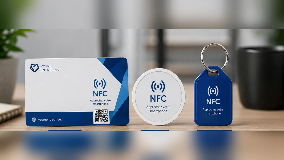 Carte de visite NFC, tag adhésif NFC et porte-clés NFC