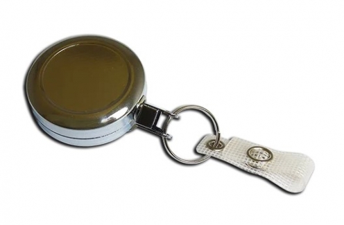 AC217C-ST-CH - Enrouleur de Badge Yo-Yo Métallique avec Sangle (Chrome) - Sangle de 70 cm