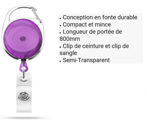 AC217D-ST-PU - Zip rétractable Violet Translucide avec accroche ceinture - Vue 3