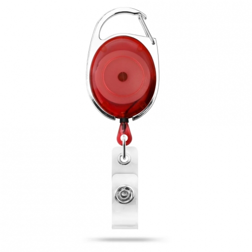 AC217D-ST-RD Premier ID Badge Reel Carabiner Style – Red - With Strap Clip - AC217D-ST-RD - Pack of 100