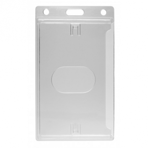 NEYOANN 1 x Porte-badge vertical en plastique rigide double carte  d'identité multi transparent 10 x 6 cm