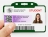 YA302-L-GR - Porte-Badge Rigide Vert Biodégradable Bulldog 86x54 perforation oblongue 2 rondes - 1 FACE 