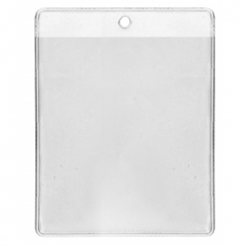 1456504 - Porte-badges souple 86x54 perforation 1 ronde avec clip blanc 