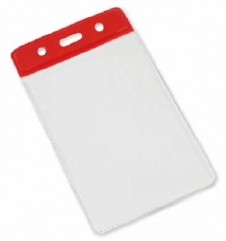 YA301-P-RD - Porte-badges Rouge souple 86x54 perforation oblongue  