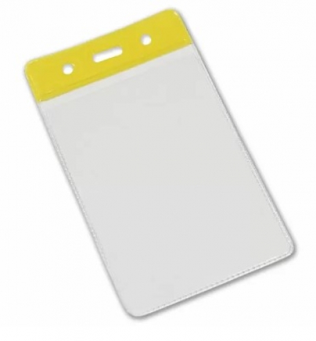 YA301-P-YL  - Porte-badges Jaune souple 86x54 perforation oblongue 