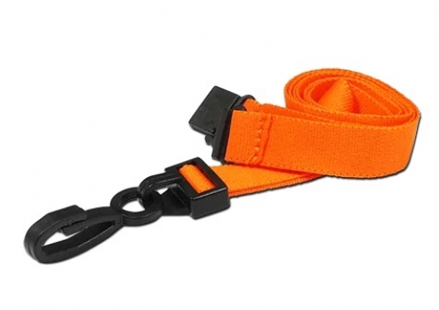 AC222-OR - Tour de cou Orange Recyclé 15mm Plat avec Clip en Plastique en J