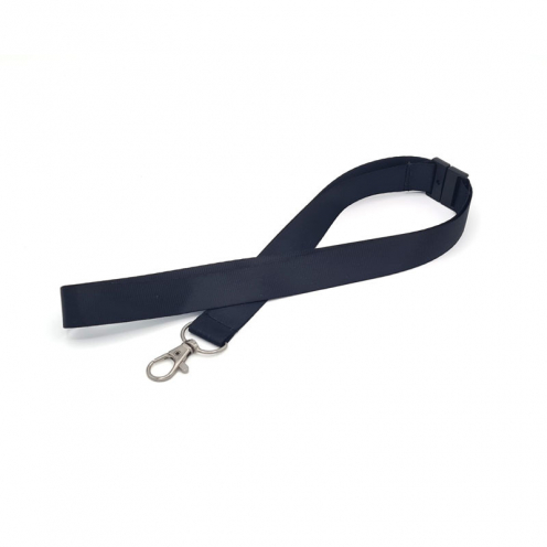 Tour de cou sécurisé satiné noir 20 mm avec crochet métal - lot de 100