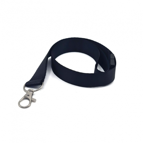 Tour de cou sécurisé satiné noir 20 mm avec crochet métal - lot de 100 - Vue 3