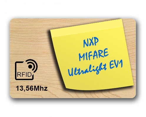 Carte RFID en bois d'érable avec puce MIFARE Ultralight EV1 - Prix : 296,00  €