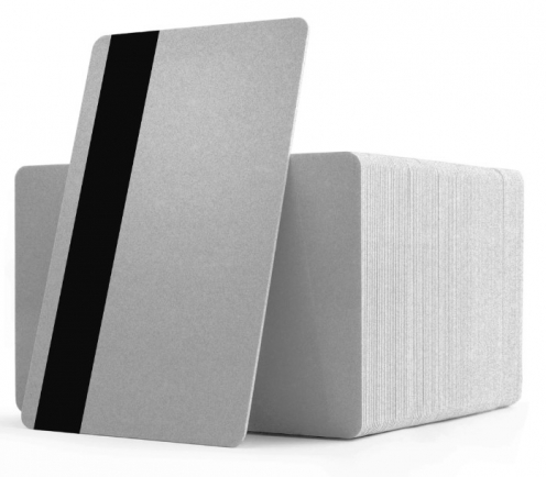 PVC1-SIH27S - Carte PVC Gris Argent 0.76mm Piste Magnétique Hico