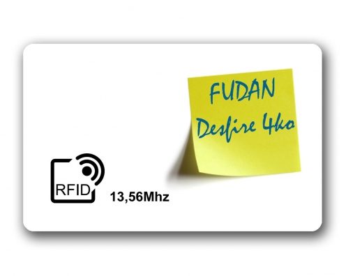 Carte PVC 0.76mm RFID Fudan 4ko 13,56Mhz