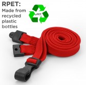 AC228-RD- Tour de cou Rouge Recyclés 10mm avec Clip Plastique