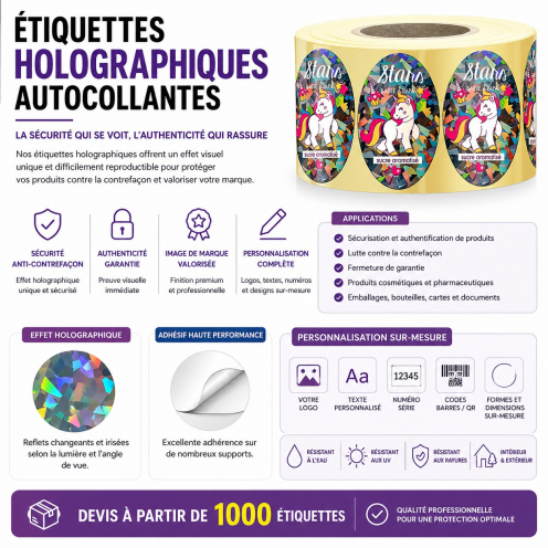 Étiquettes holographiques autocollantes haute sécurité - Vue 2
