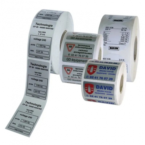 Étiquettes industrielles adhésives en rouleau impression 1 couleur lot de 1000